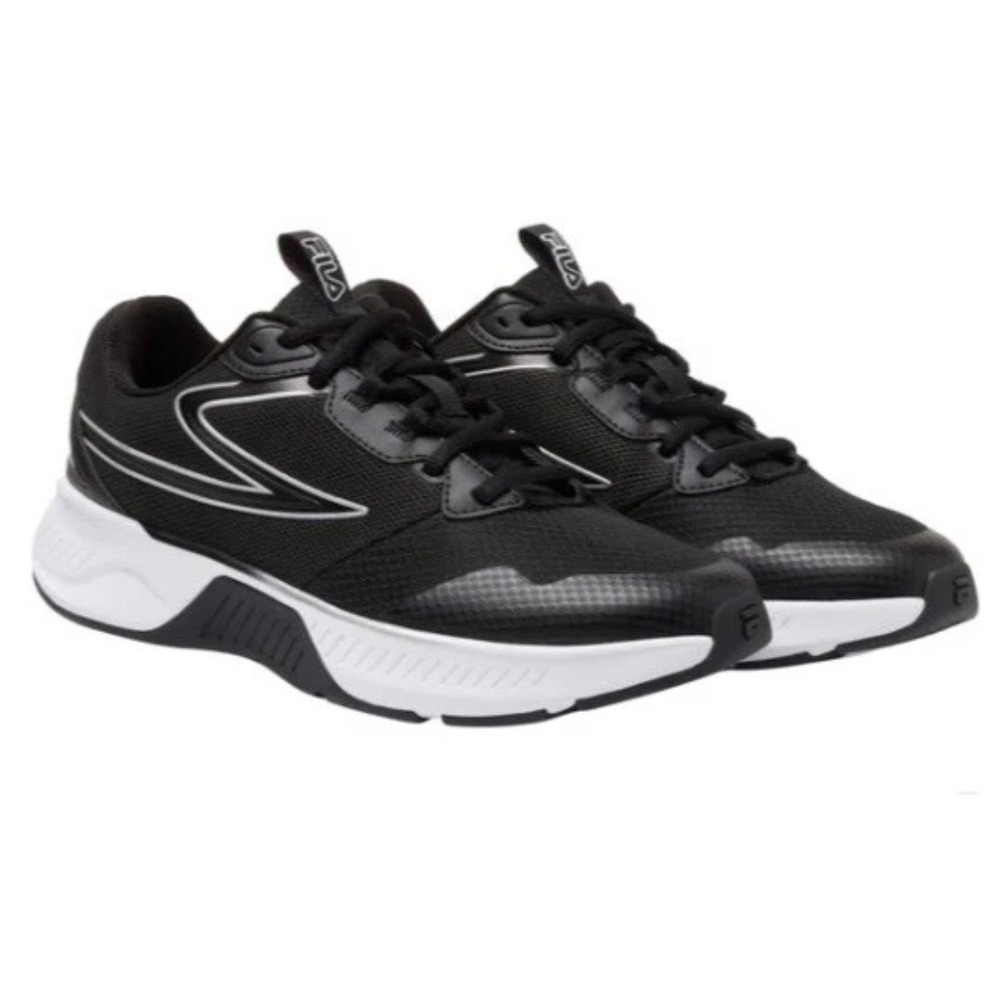 Fila Action-Stride Energized Mens Running Shoes Black White 9.5 Athleisure Walk